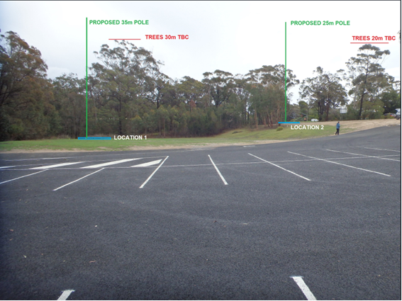 A parking lot with trees and a person walking

Description automatically generated