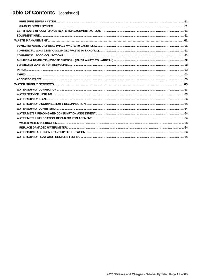 A list of water supply

Description automatically generated