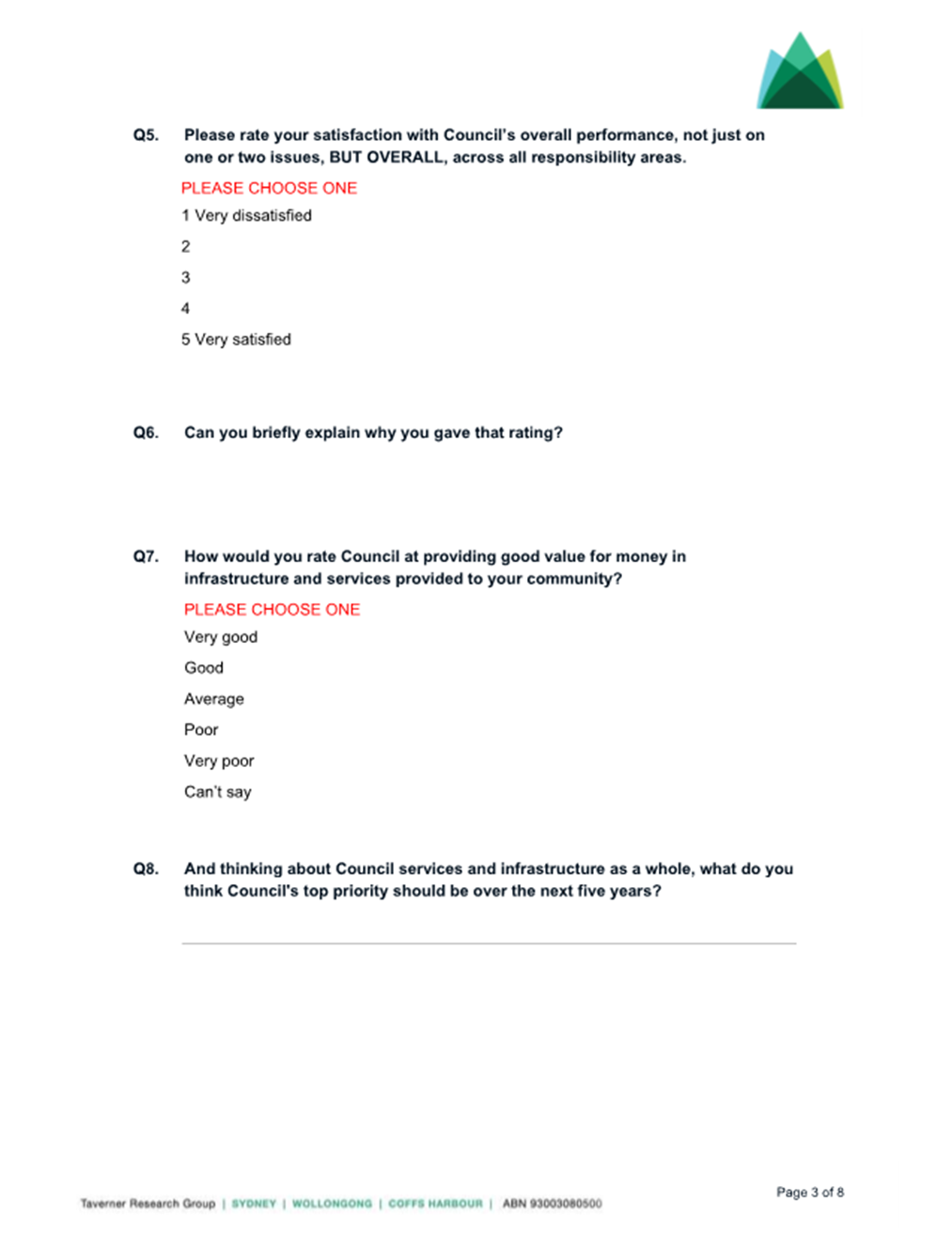 A questionnaire with red and black text

Description automatically generated
