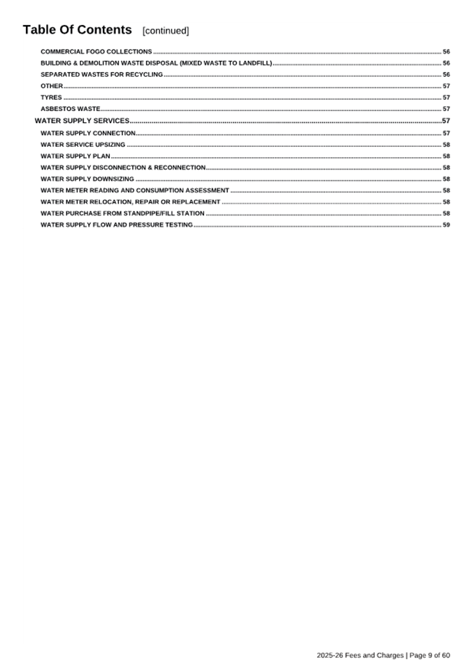 A list of water supply

AI-generated content may be incorrect.